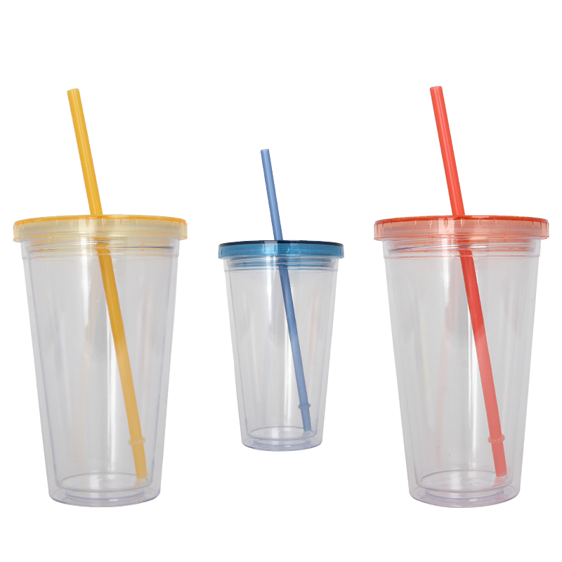 Leak-proof color straw plastic tumbler mug